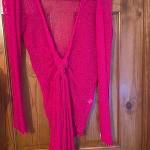 Blue Sky Fuchsia Tie-Front Knit Top